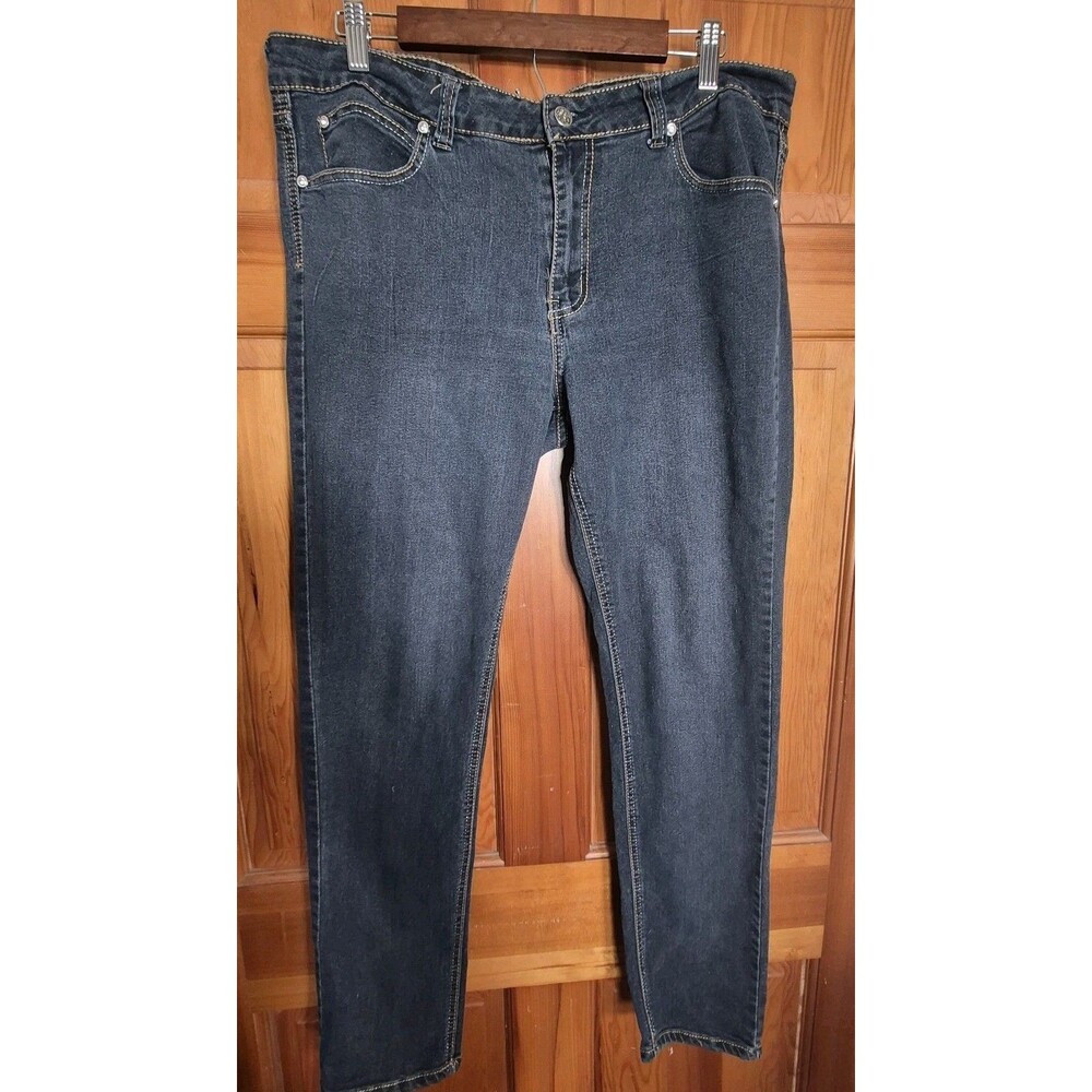 5ive Jungle Womens Jeans 16 Dark Wash High Rise Y2K McBling Studded Pockets.